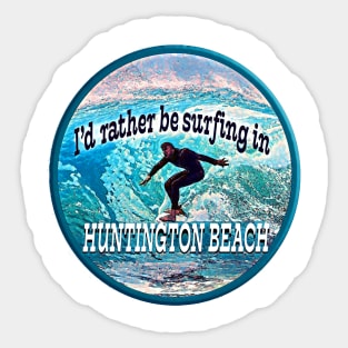 Huntington Beach, California Surfing Logo Sticker